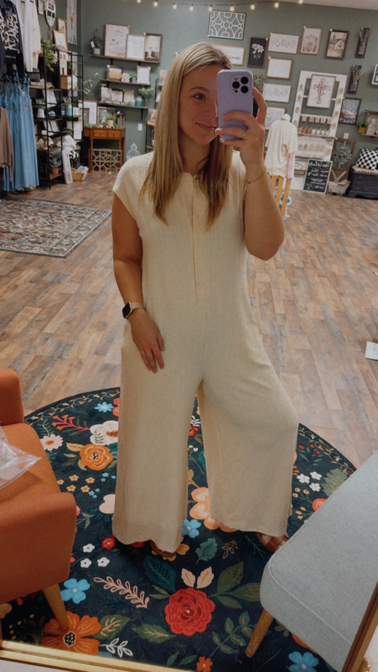 Tan Linen Jumpsuit