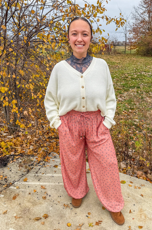 Emberlyn Wide Leg Cinched Pants - Clay