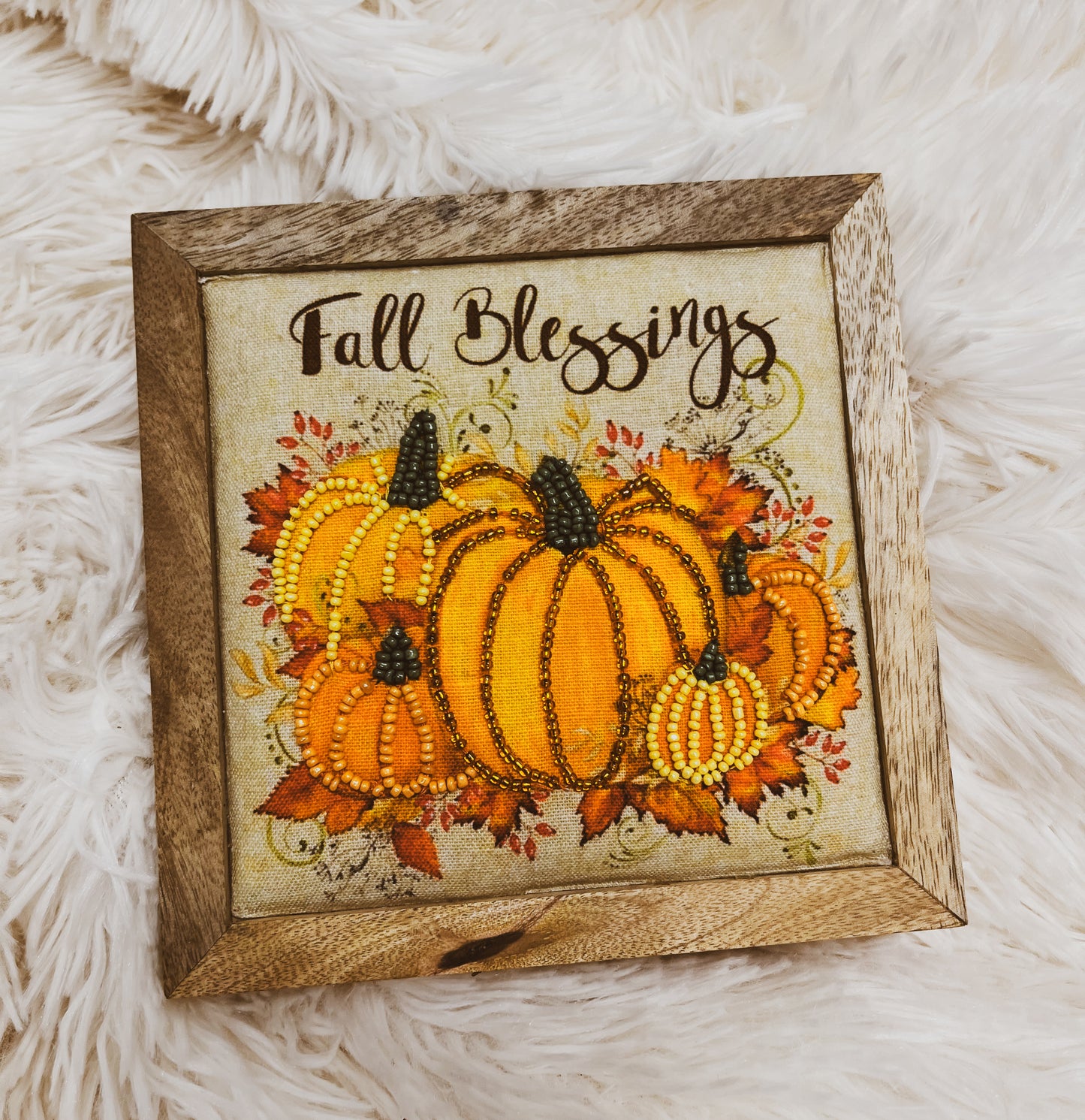 Fall Blessings beaded mini frame