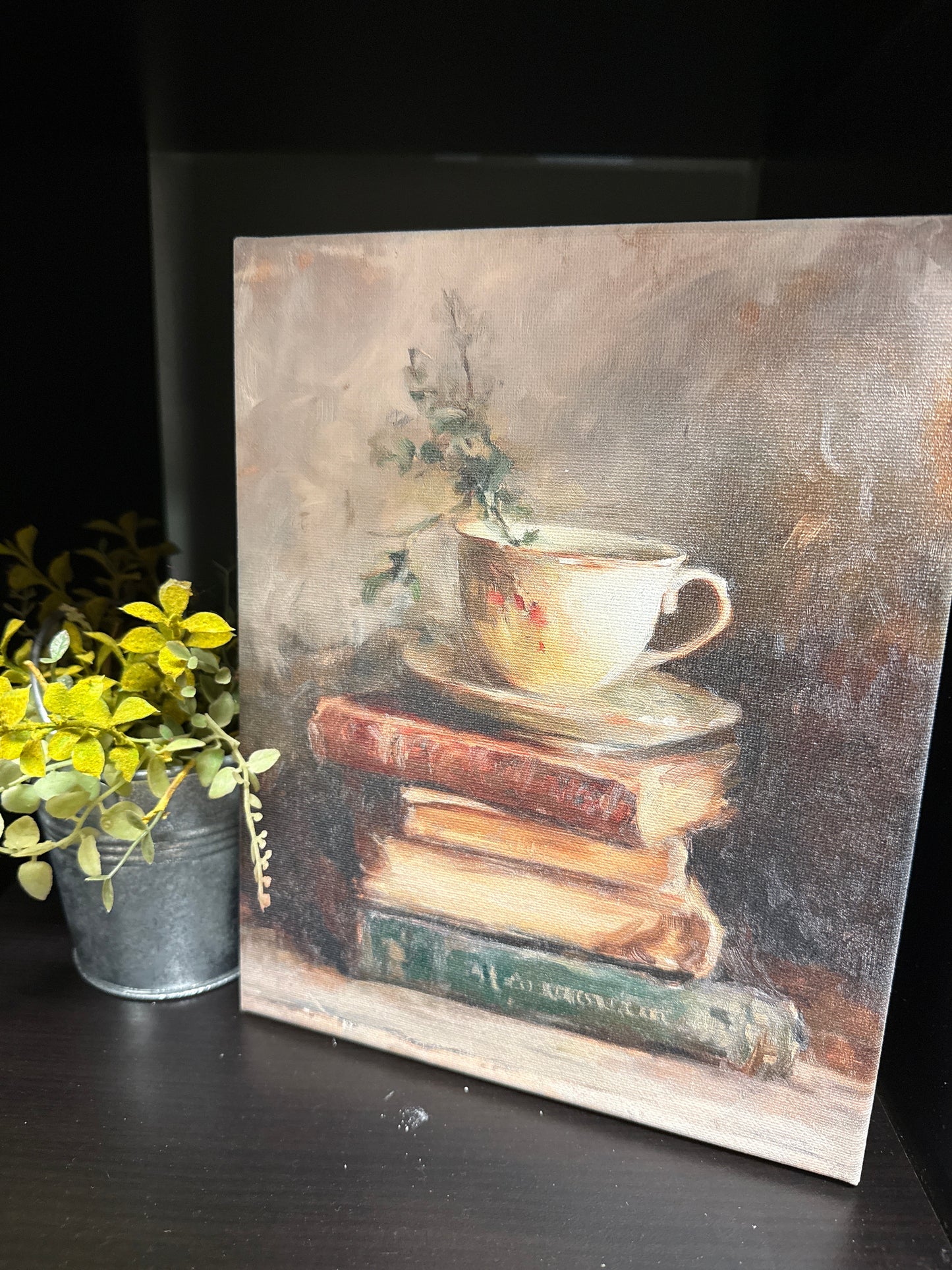 Vintage teacup canvas 8x10