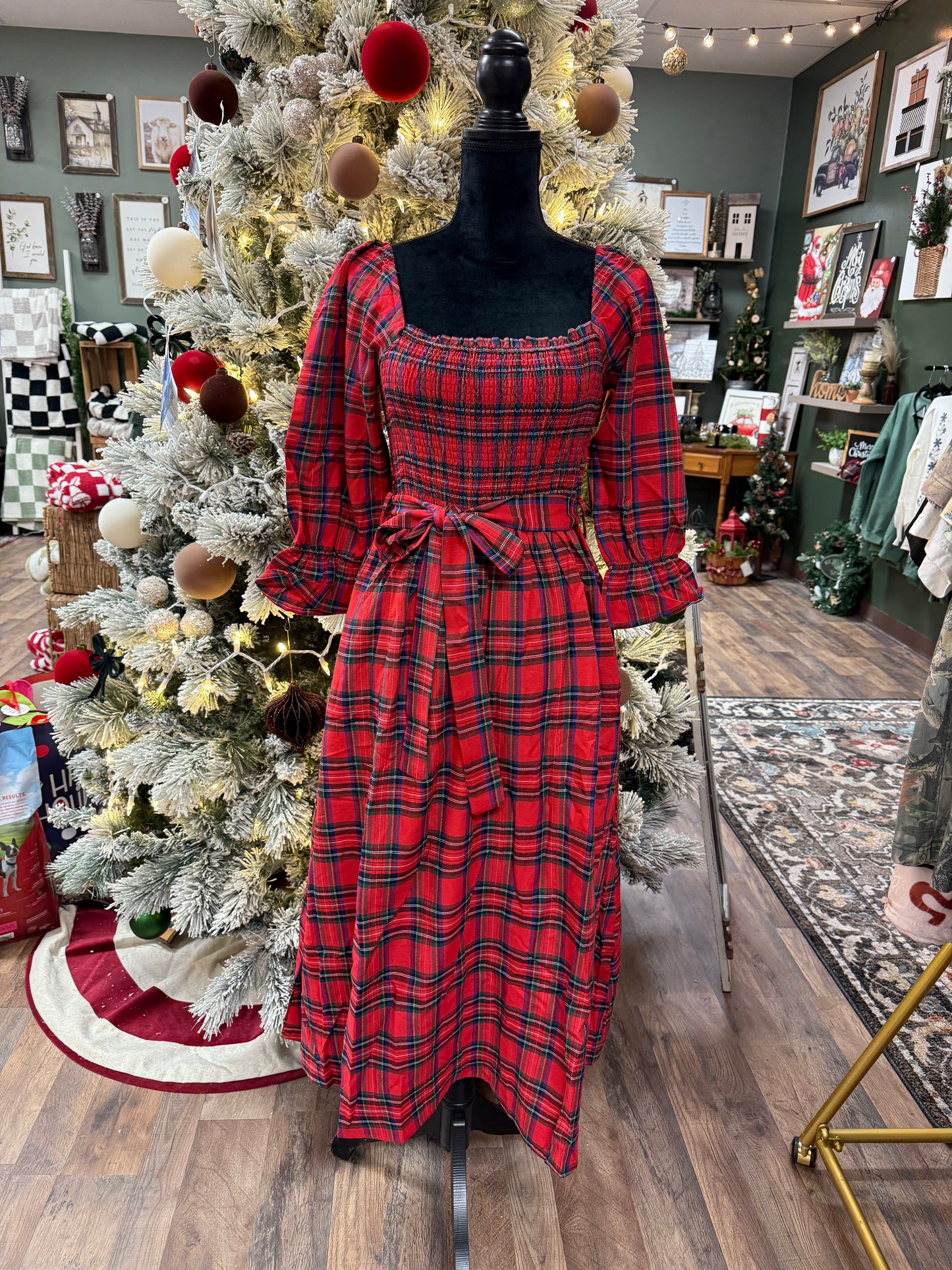 Plaid midi dress