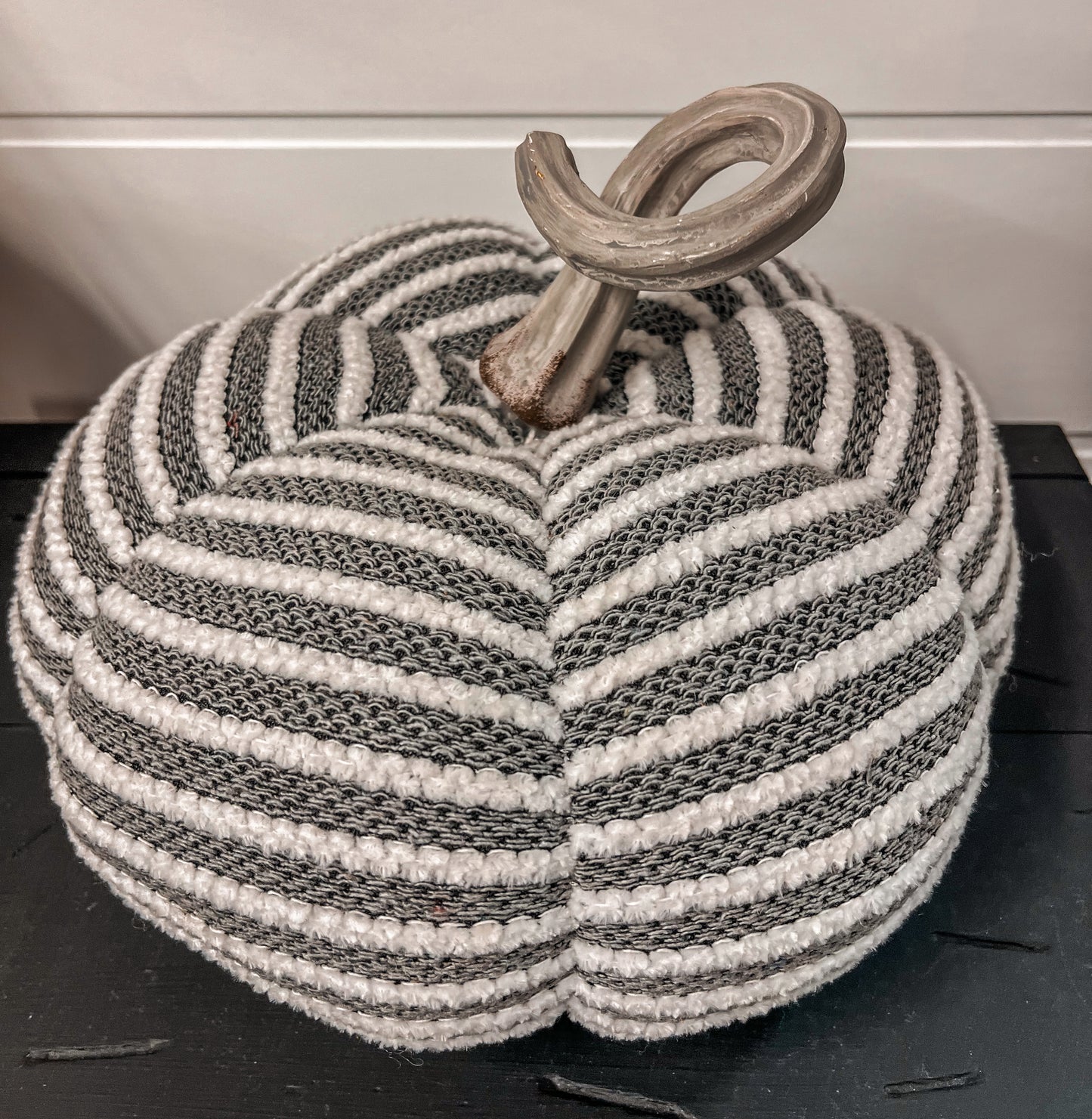 Grey Striped Quilted Knit Pumpkin
