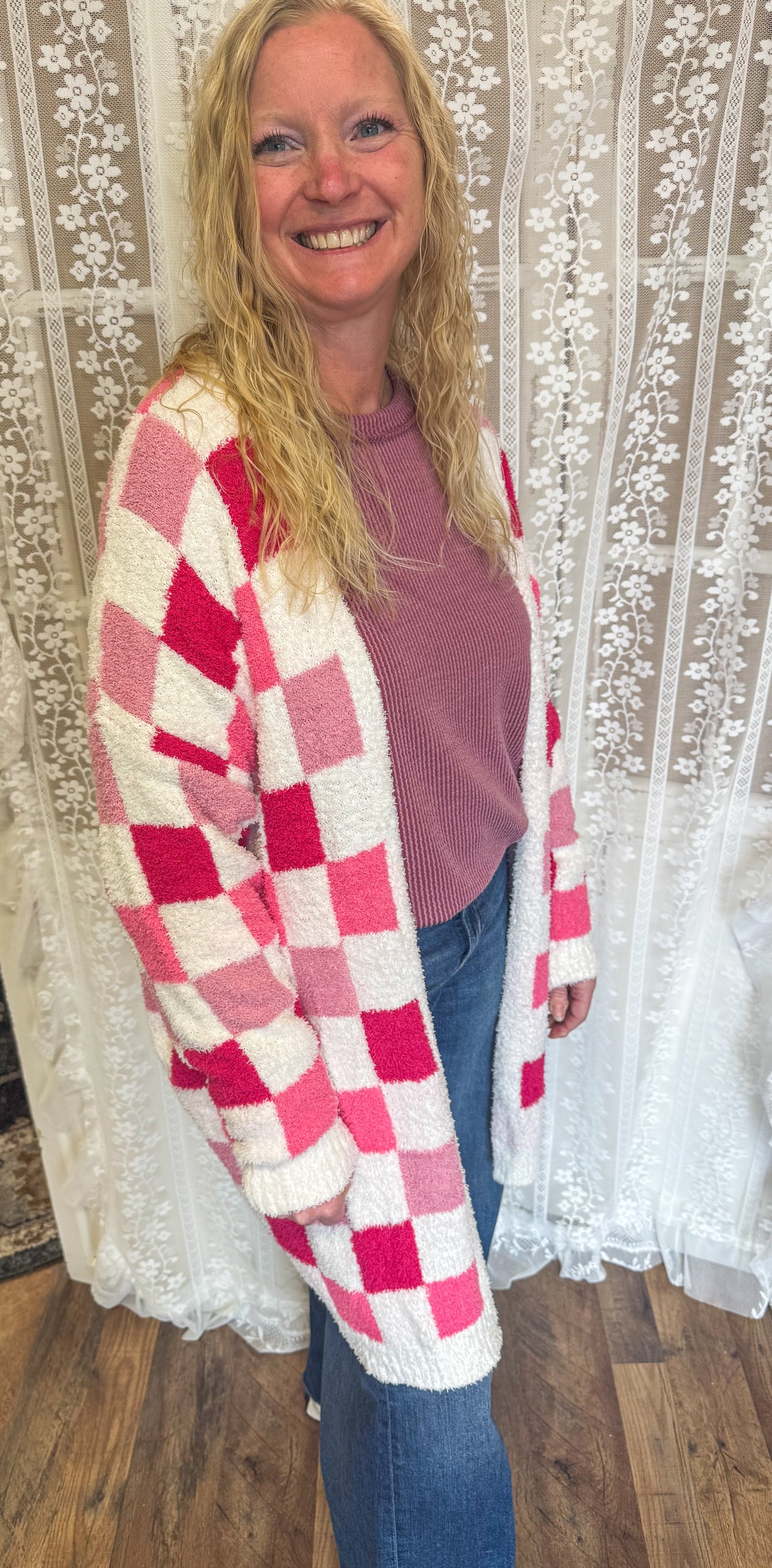 Checkered blakeley cardigan