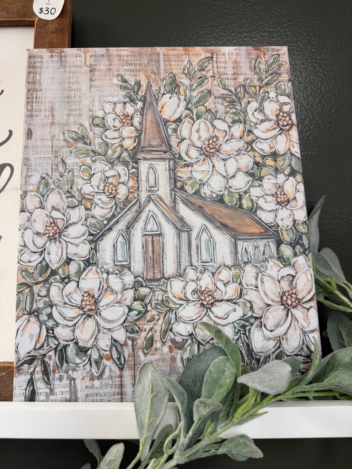 Church white floral canvas