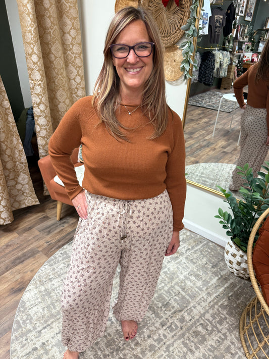 Emberlyn Wide Leg Cinched Pants - Taupe