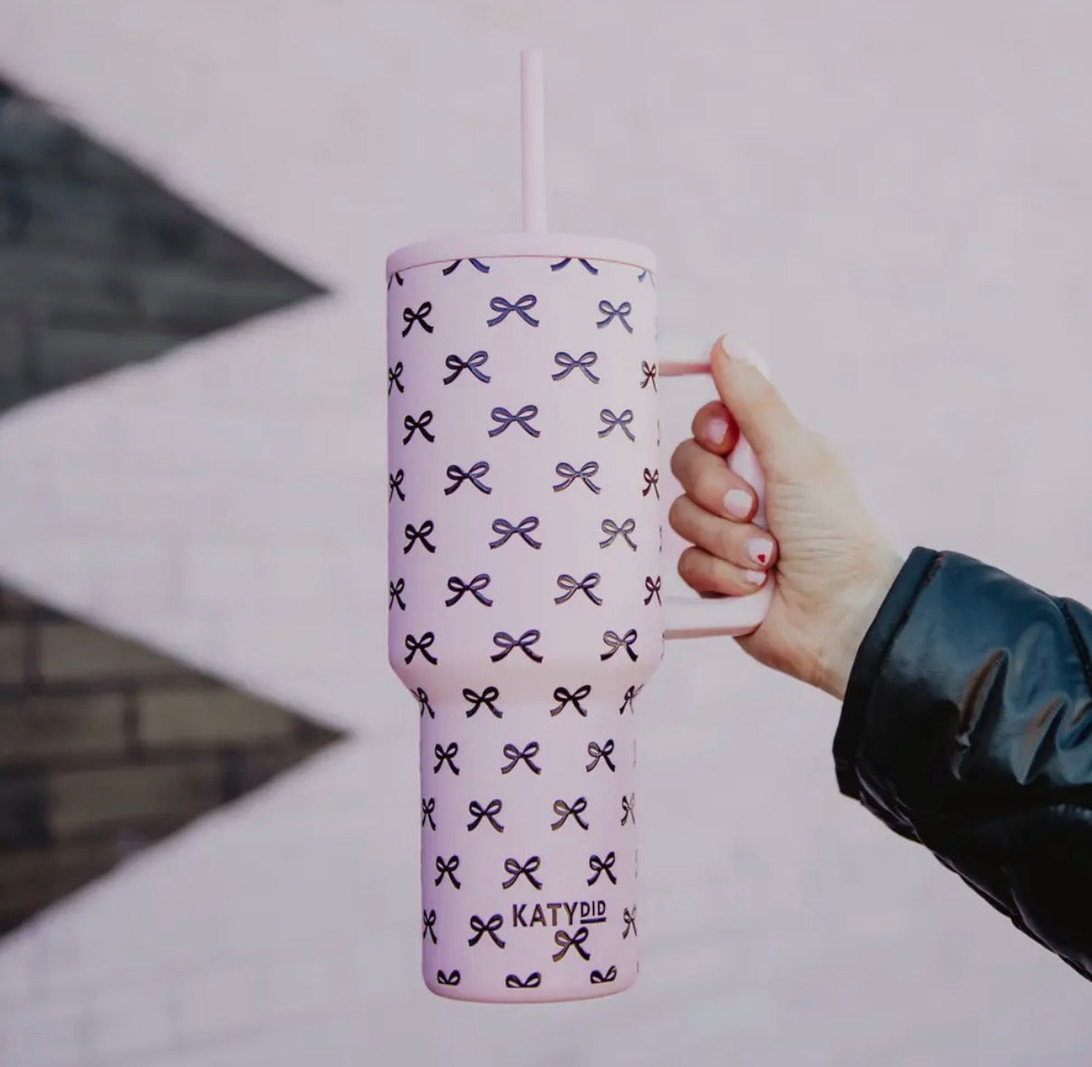 KATYDID Blush and Black Bow Tumbler