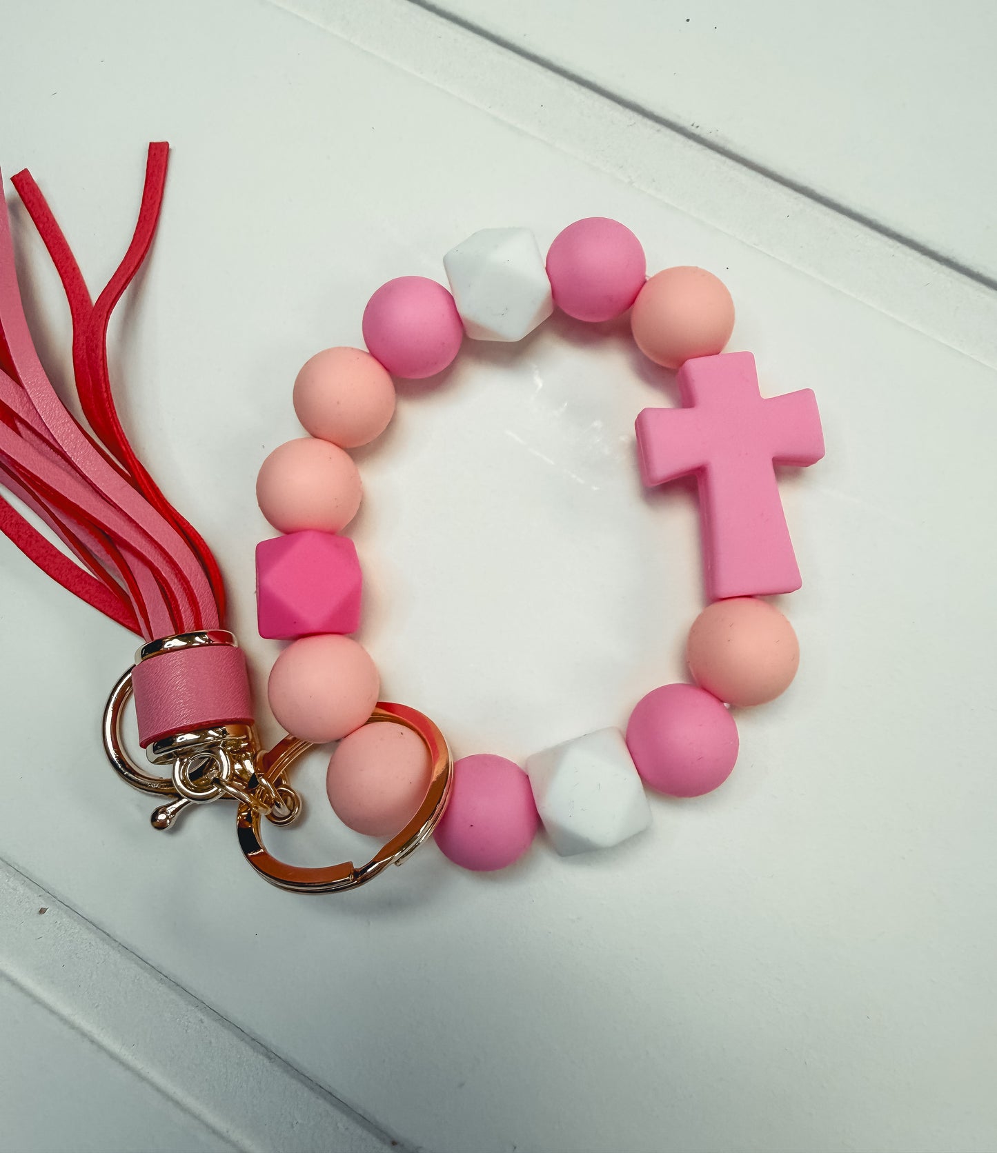 Pink Cross Keychain