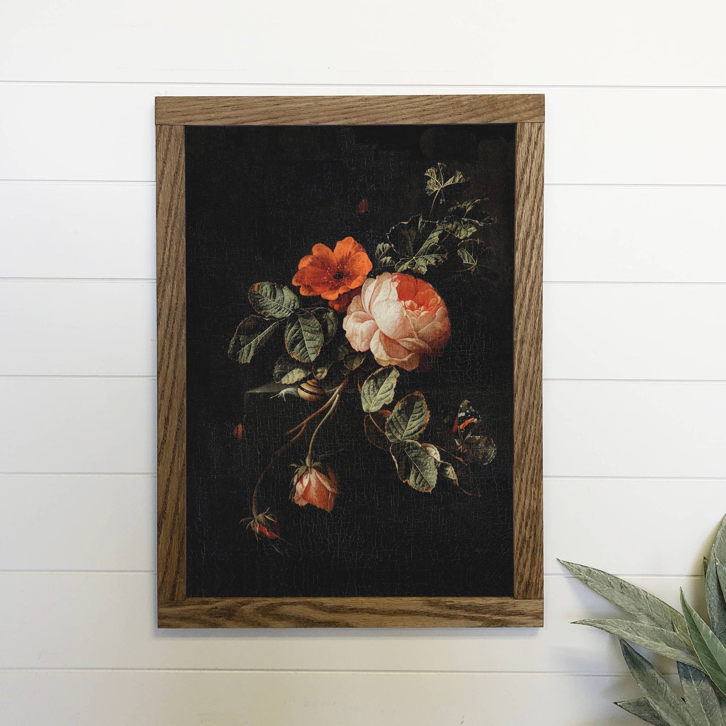Vintage Distressed Rose Canvas Wood Sign Framed Wall Art Pri