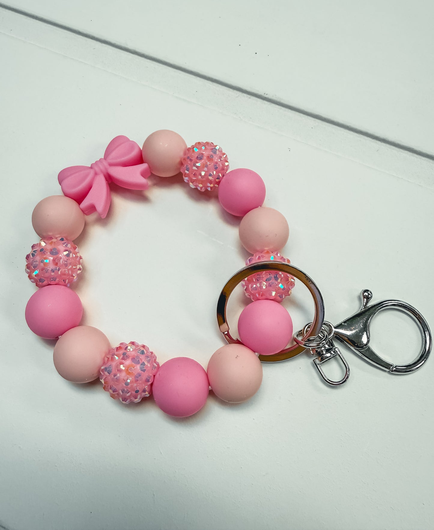 Pink bow keychain