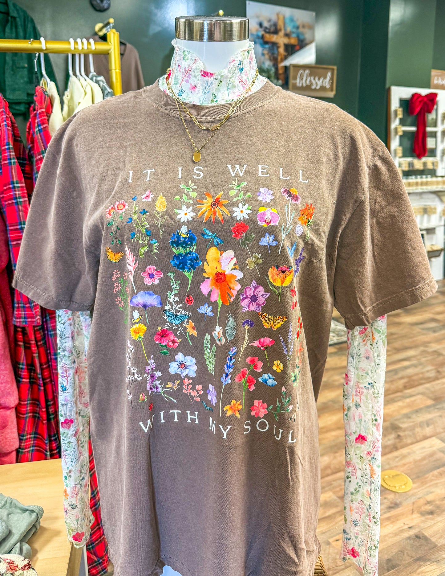 Floral mesh top