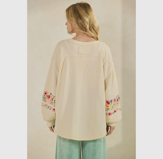 Cream Daisy Patch Sweatshirt