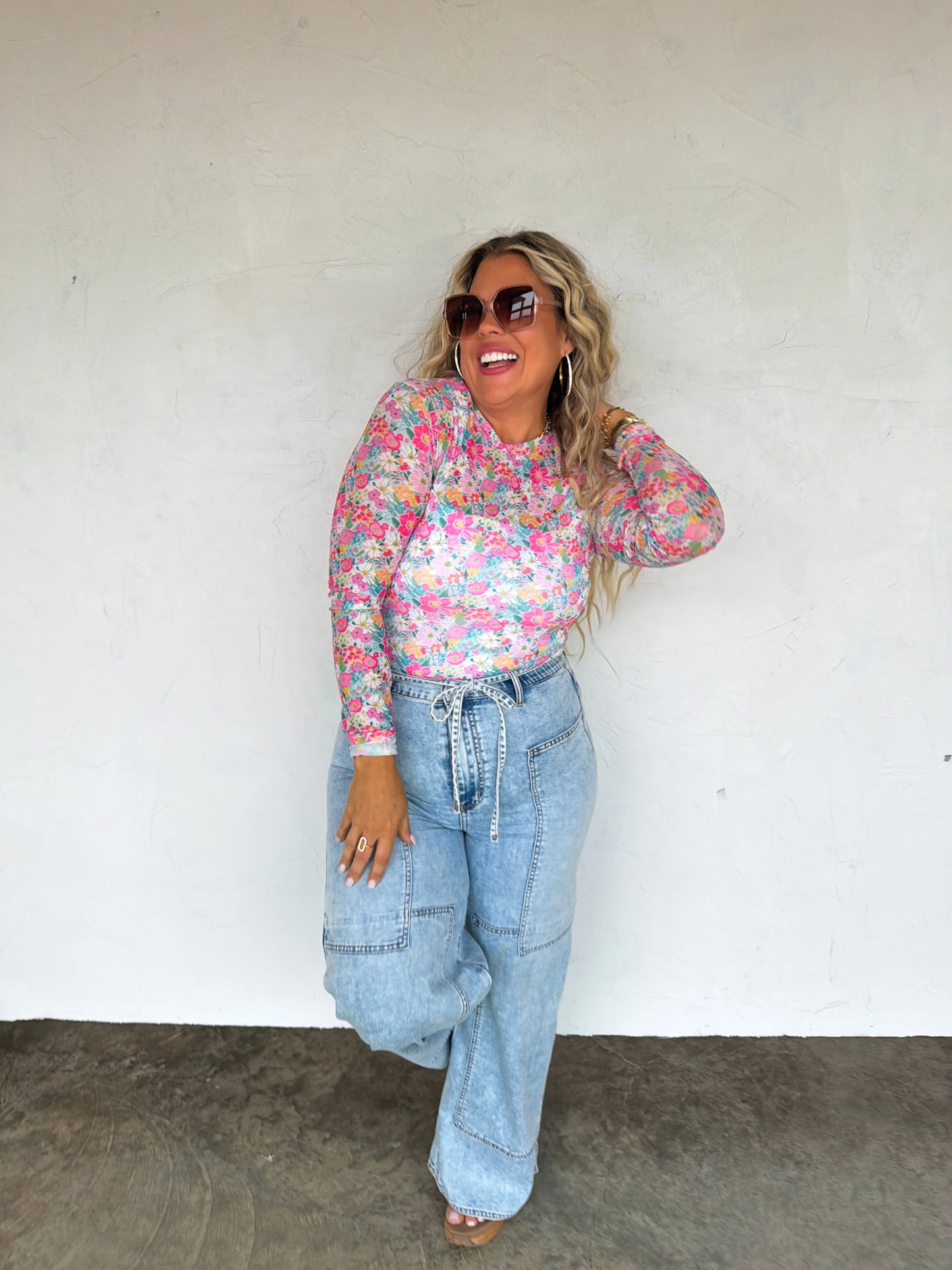 SPRING DRESS IT UP MESH TOPS- pink spring floral
