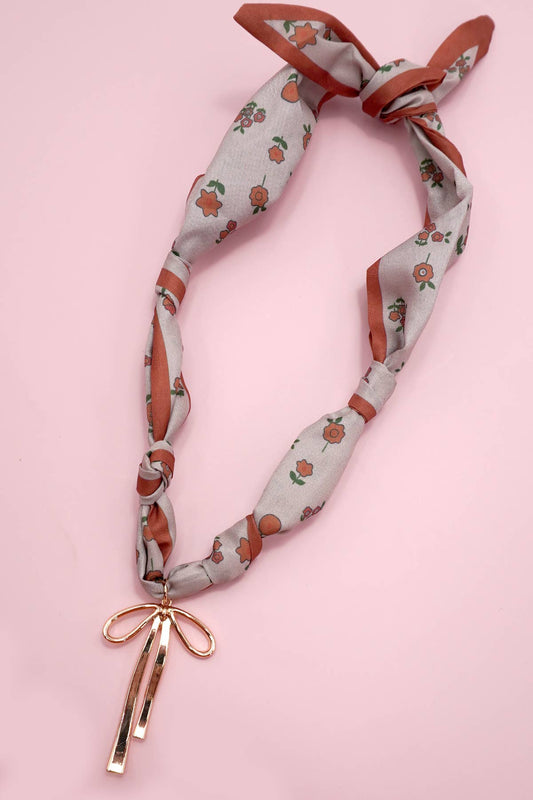 Floral scarf bow necklace
