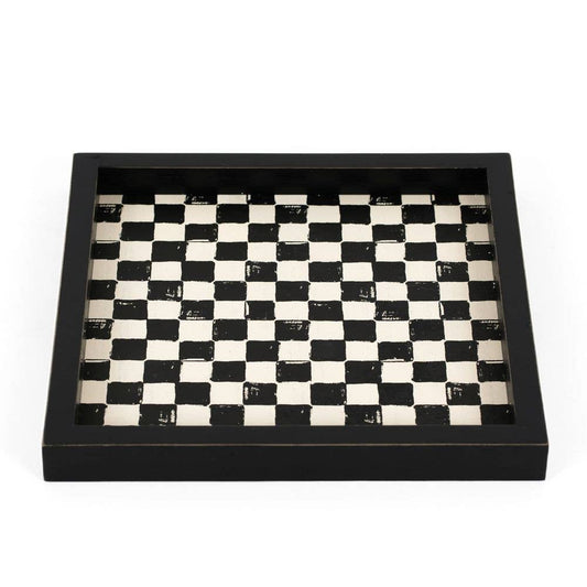 Black and white checkered tray