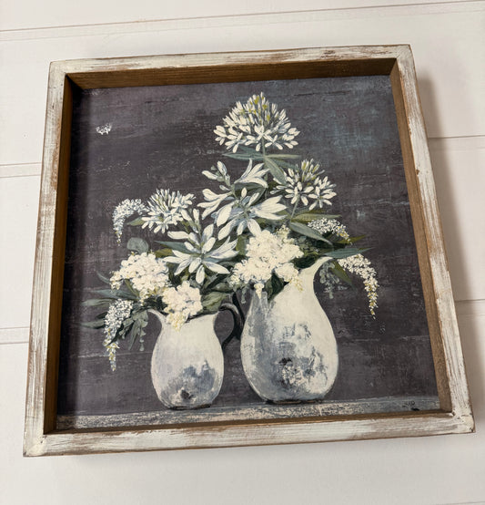 Vase Floral wooden frame picture