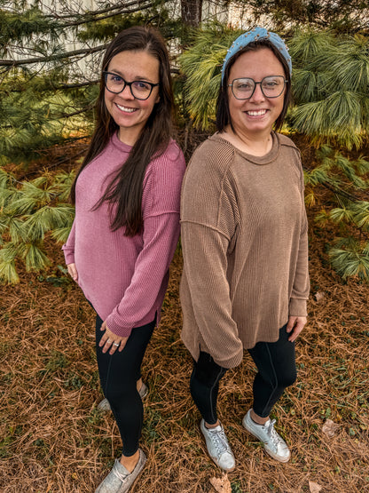Mocha ribbed long sleeve