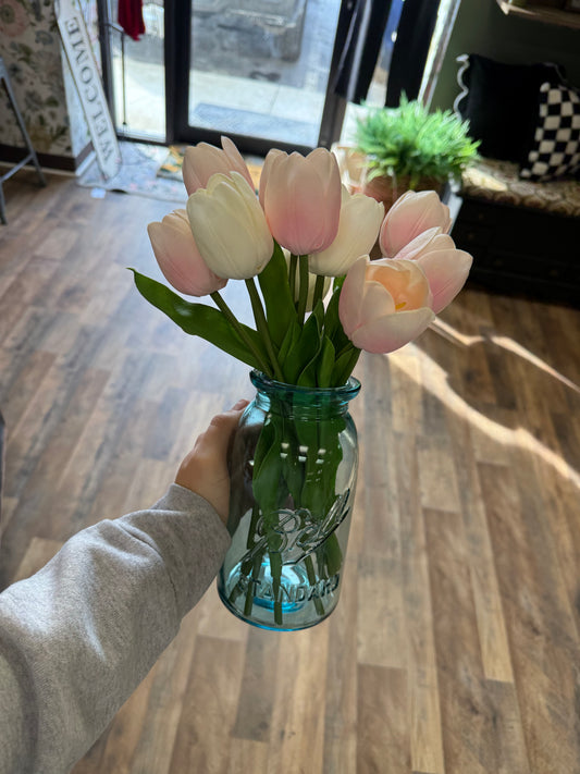 White and blush tulips
