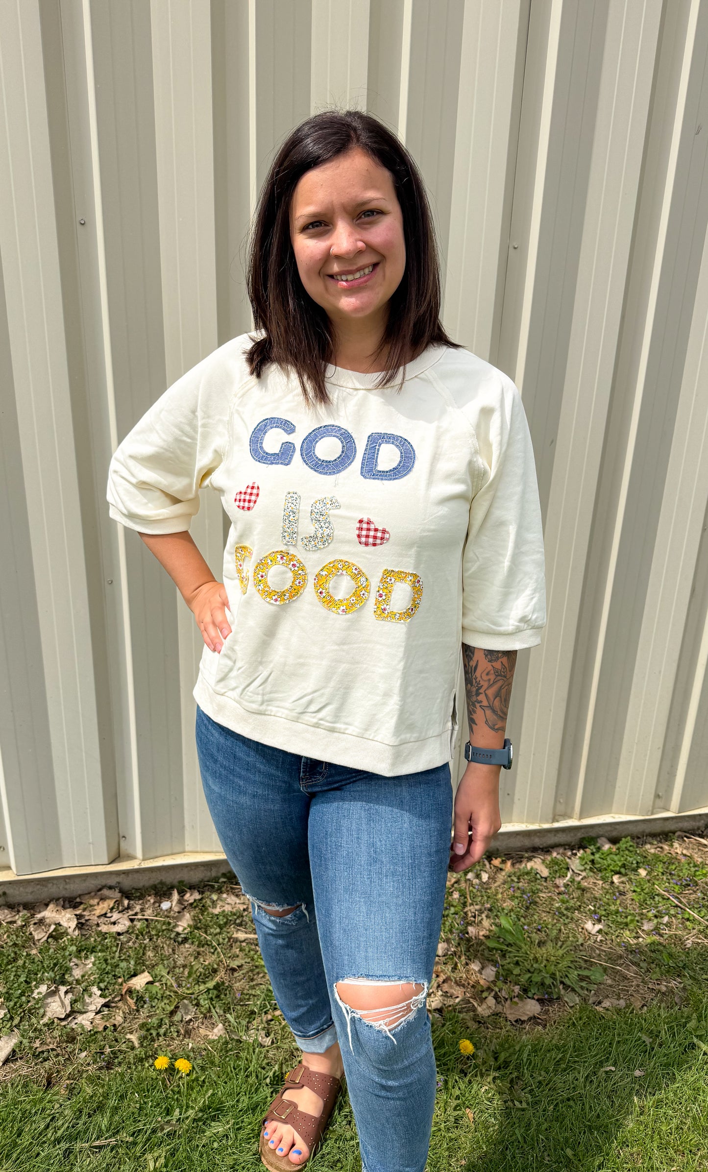 God is good embroidered tee