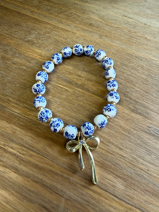 Bow floral beaded bracelet