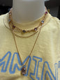 Triple gold and stone necklace