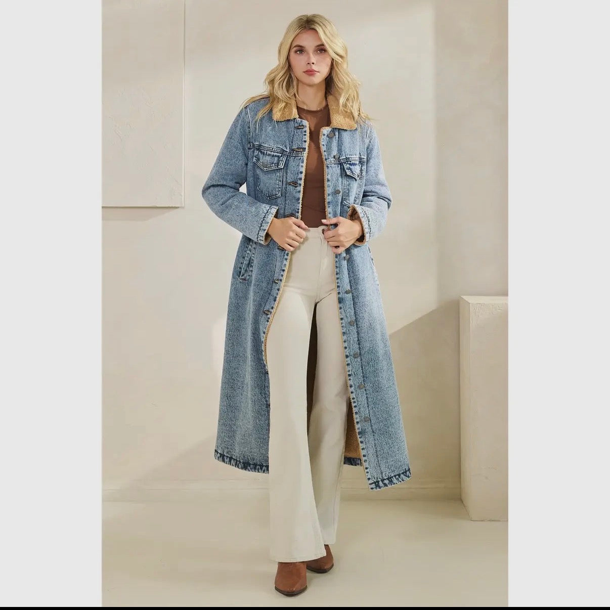 Denim fleece lined coat