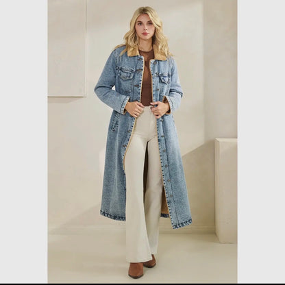 Denim fleece lined coat