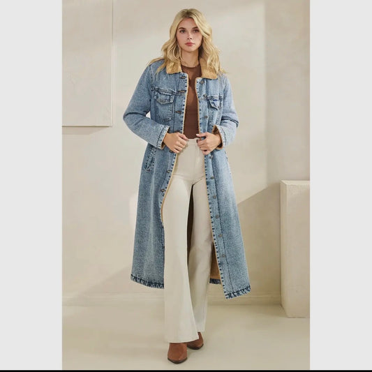 Denim fleece lined coat