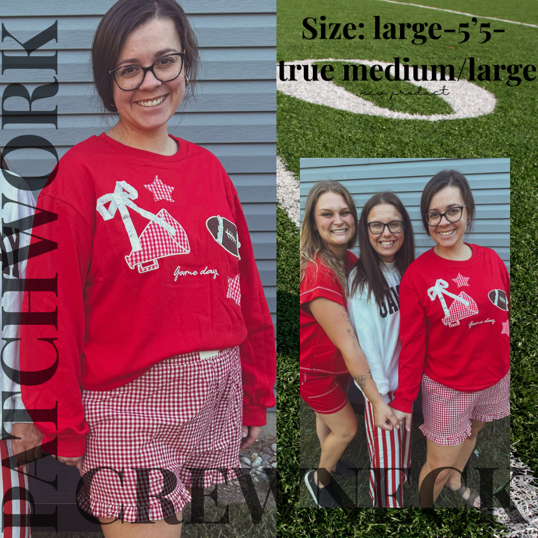 Patchwork gameday black or red crewneck 🏈✨