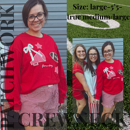 Patchwork gameday black or red crewneck 🏈✨