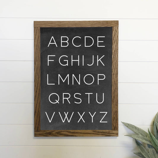 Modern Alphabet Sign Canvas Wood Sign Framed Wall Art Print