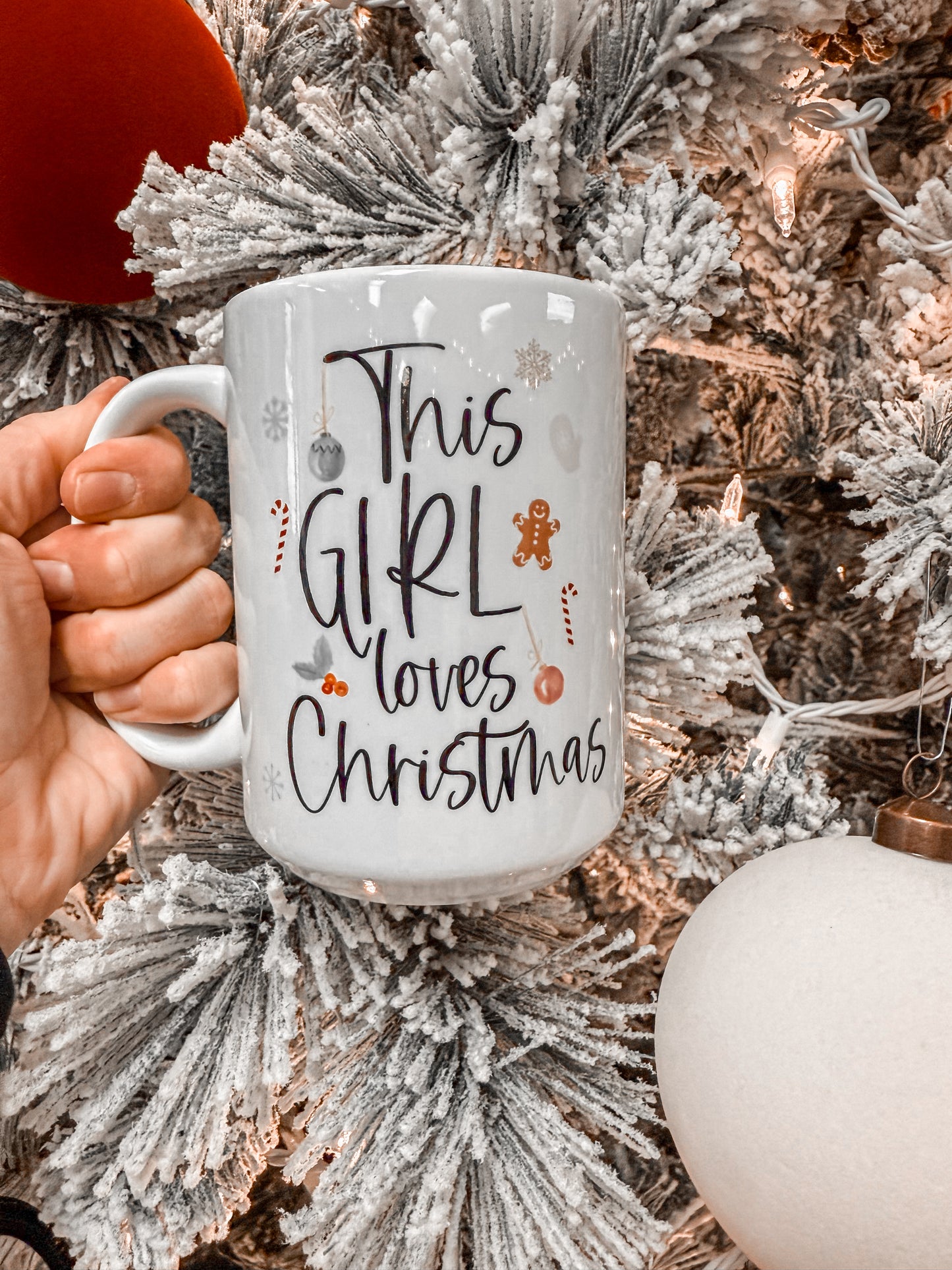 This girl loves Christmas coffee mug