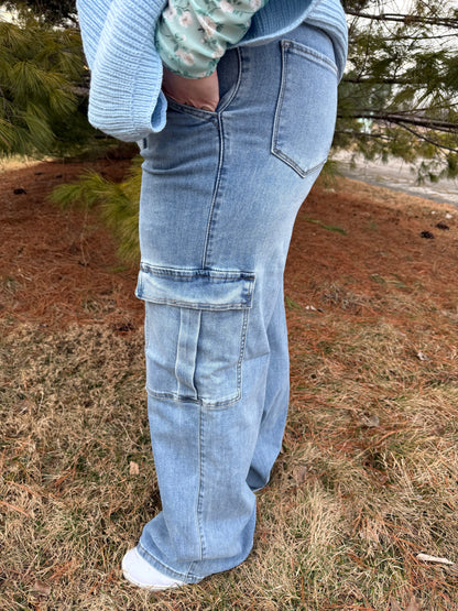 High Waisted Cargo Jeans