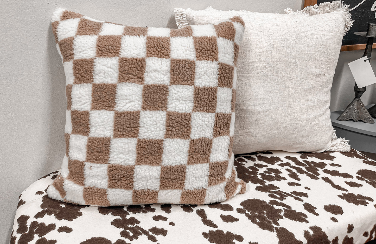 Checkered throw pillow