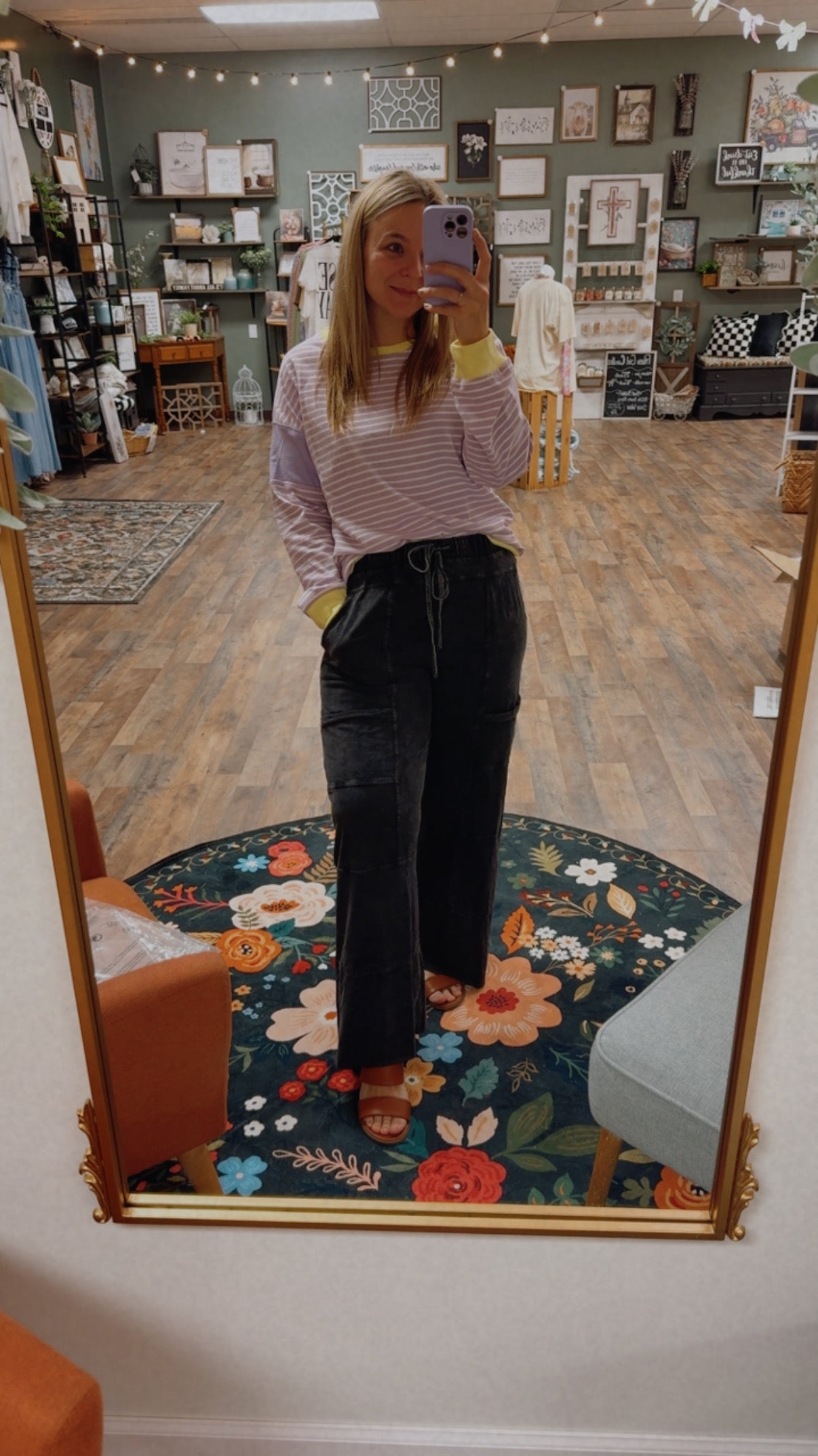 Black mineral wash pants