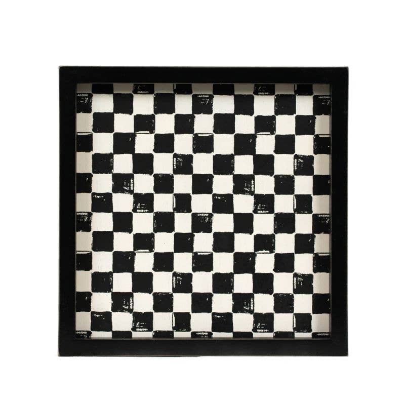 Black and white checkered tray