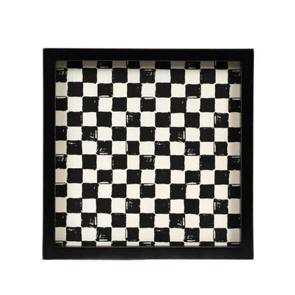 Black and white checkered tray