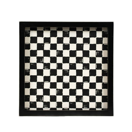 Black and white checkered tray