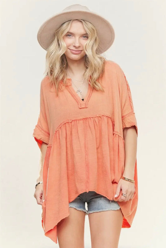 Orange oversized cotton top
