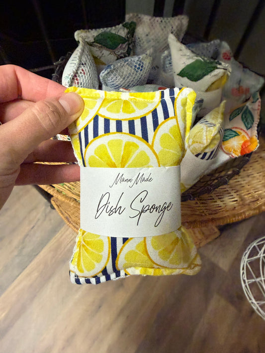 Lemon stripe reusable sponge