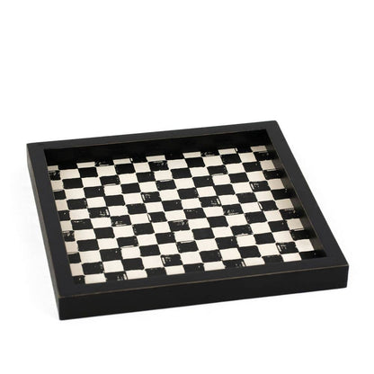 Black and white checkered tray