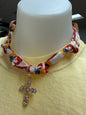 Cross pendant flower scarf necklace