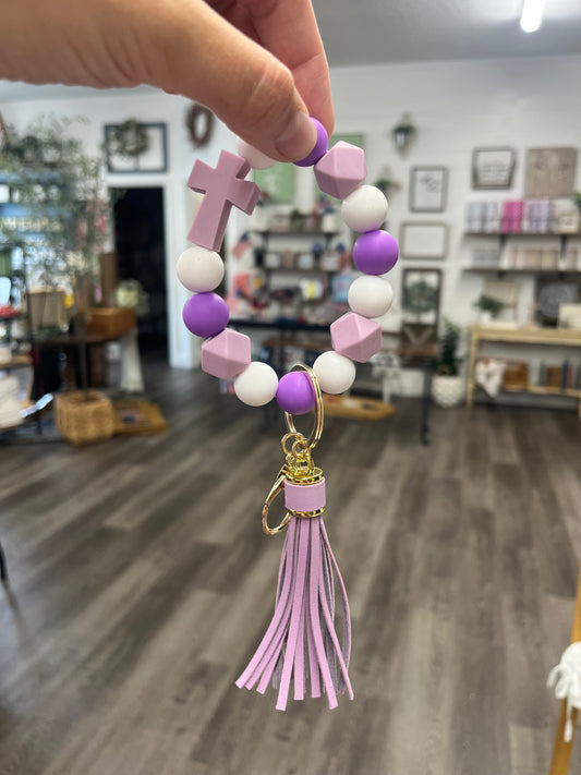 Lavender cross keychain