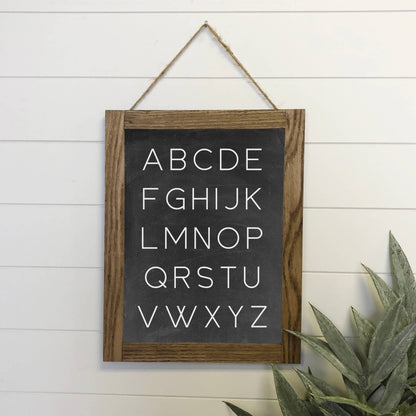 Modern Alphabet Sign Canvas Wood Sign Framed Wall Art Print