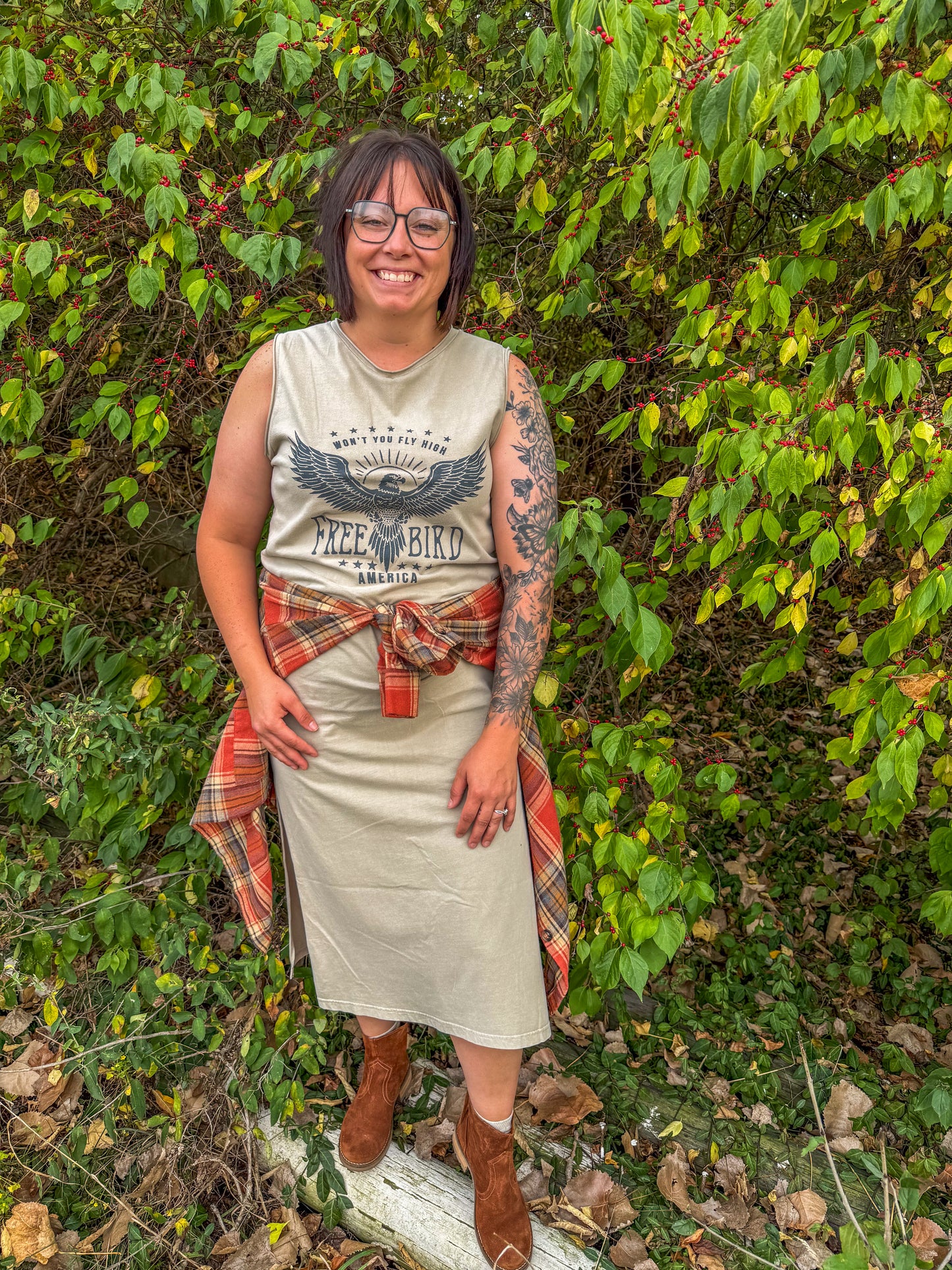 Free Bird Tan Tshirt Dress