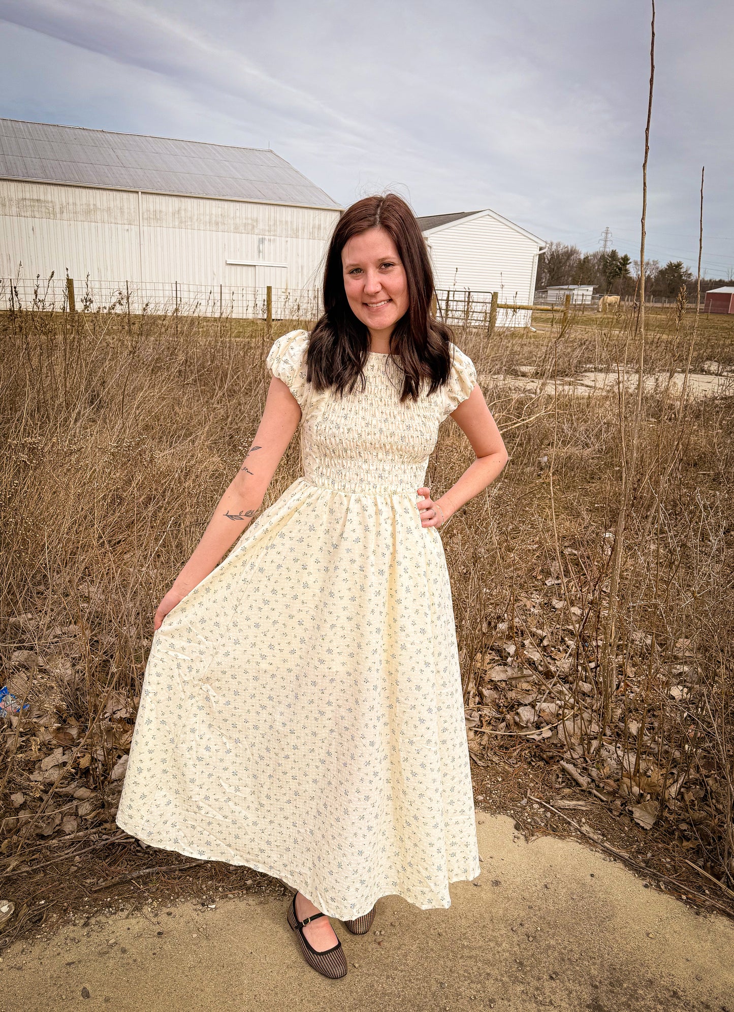 Smocked Floral Maxi Dress
