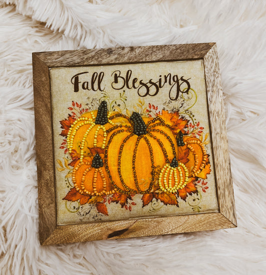 Fall Blessings beaded mini frame