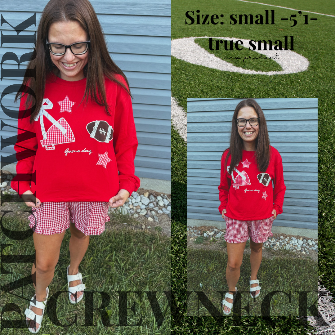 Patchwork gameday black or red crewneck 🏈✨