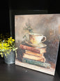 Vintage teacup canvas 8x10