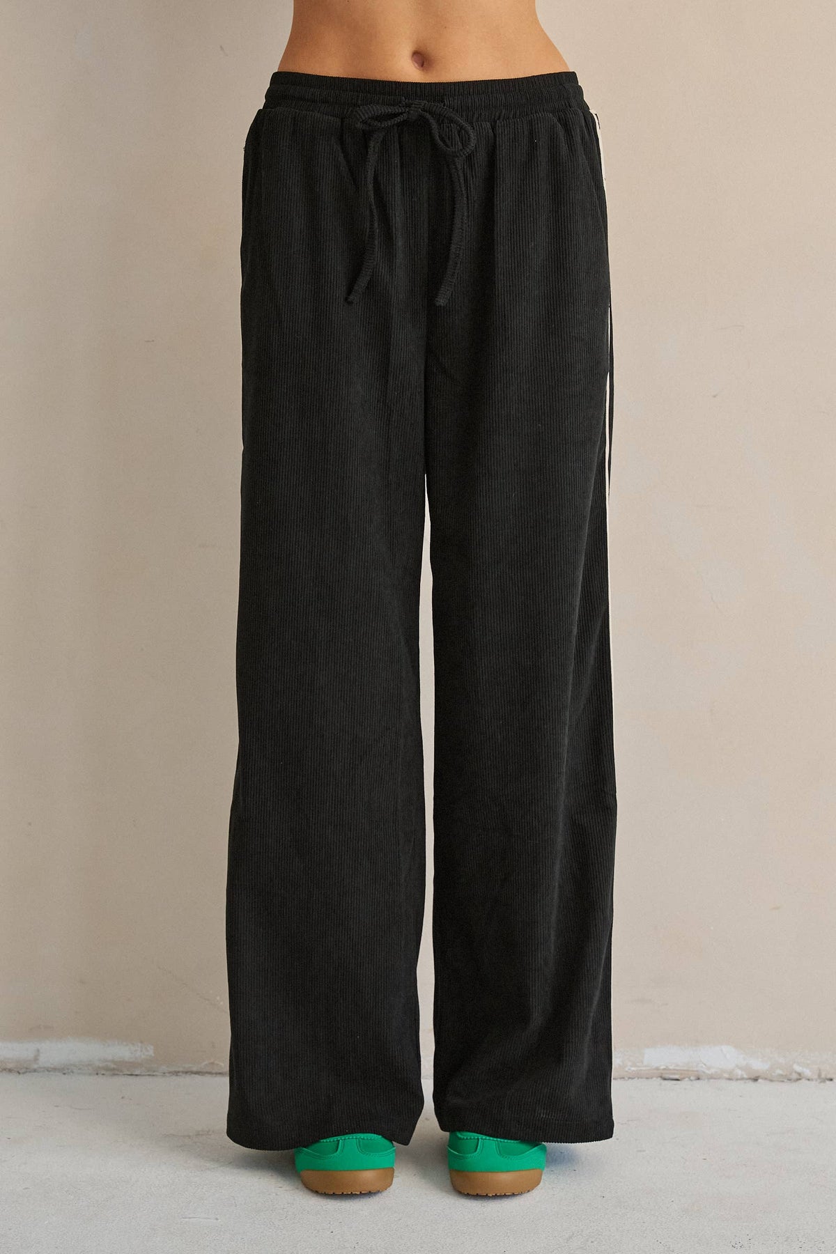 STAR STRIPE CORDUROY WIDE LEG PANTS