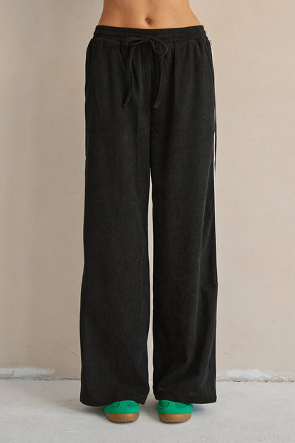 STAR STRIPE CORDUROY WIDE LEG PANTS